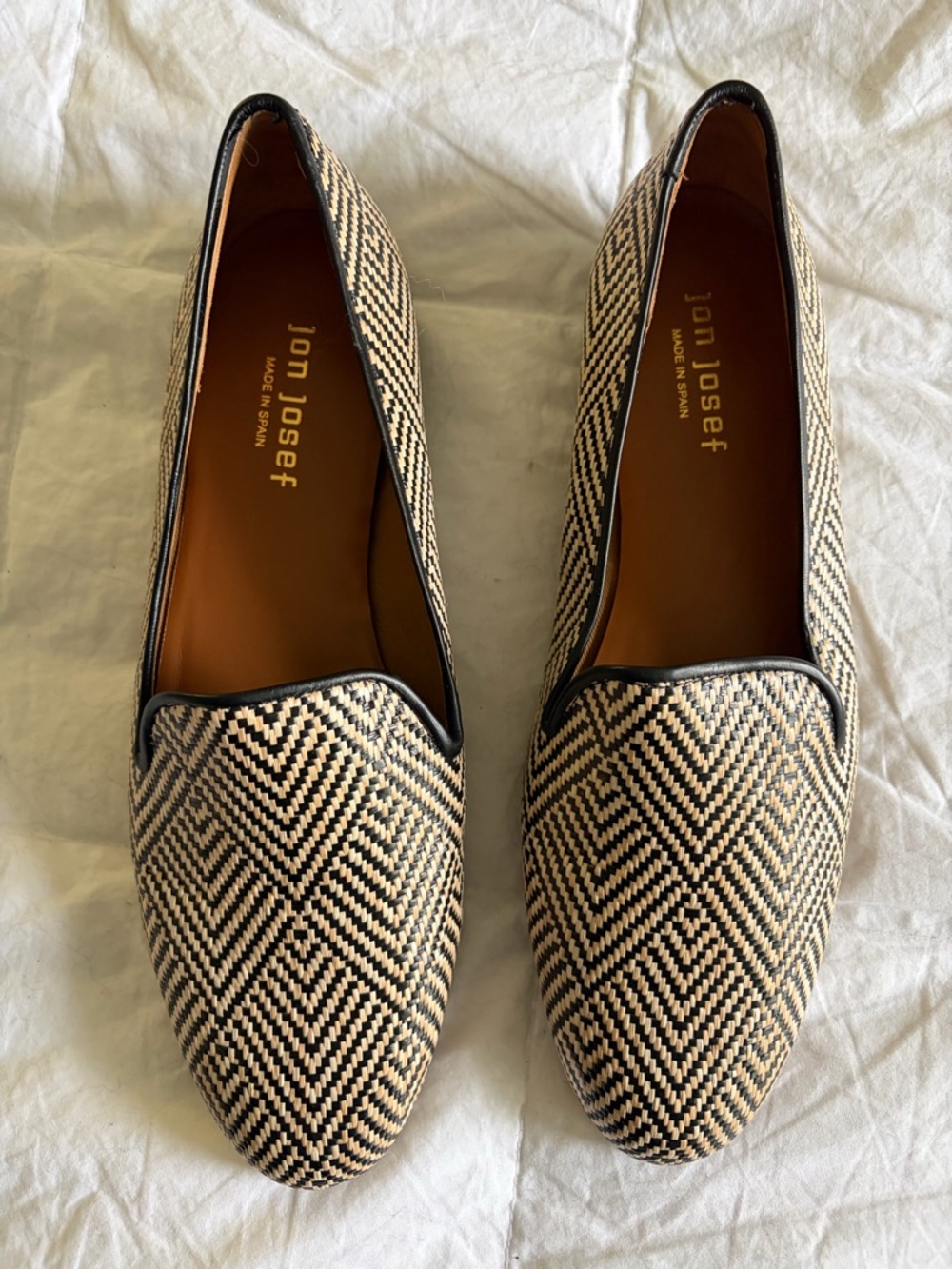 Jon Josef Black & White Patterned Woven Loafers